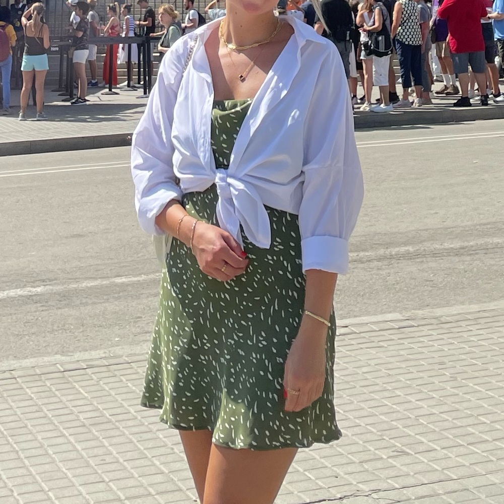 Le Lis Green and White Pattern Mini Dress
